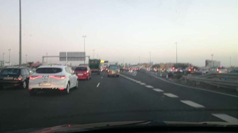 Colas en la GC-1 a su paso por Telde (Foto TA)